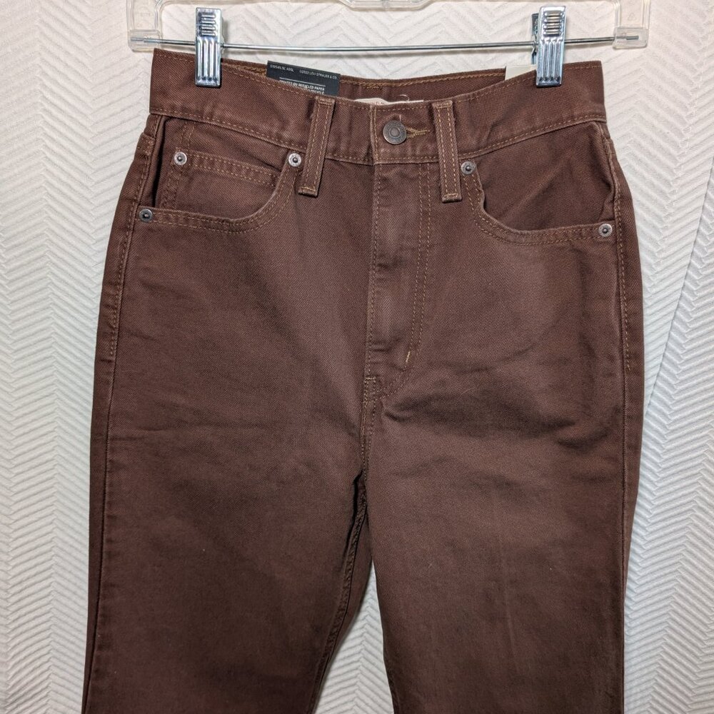 NWT Levi’s 70s Movin’ On Flare Jeans Chocolate Brown High Rise Retro Size 24/32 - Picture 8 of 12
